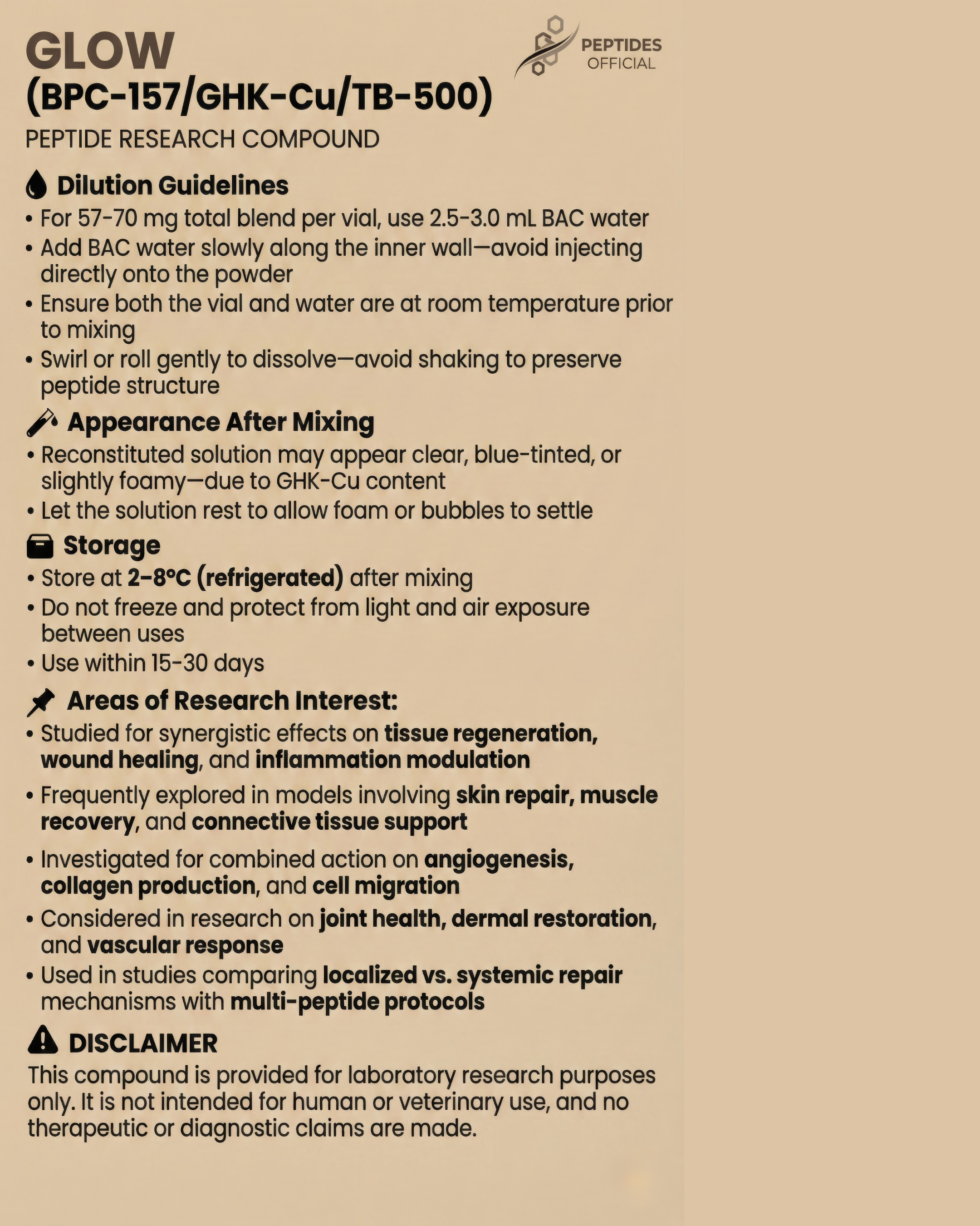 Glow Peptide (BPC-157/GHK-Cu/TB-500)